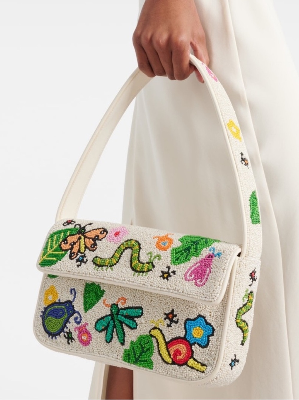 πΊπHPππΊ NWT Staud Beaded Tommy Shoulder Bag Bug Out πRare Findπ - Picture 13 of 16